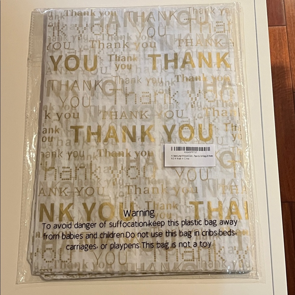 White and Gold Tissue Thank you  Paper New